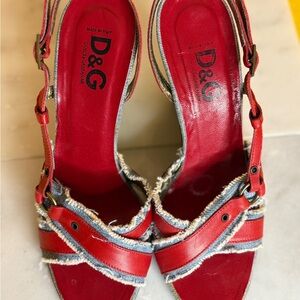 D&G Women's Red and Blue Sandals